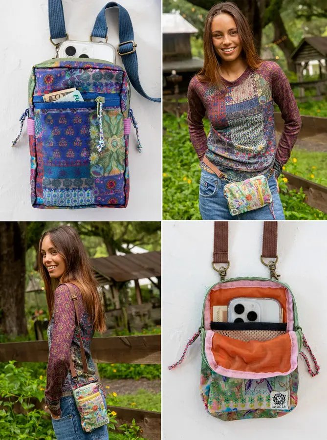 8-in-1 Pocket Crossbody - Blue Patchwork