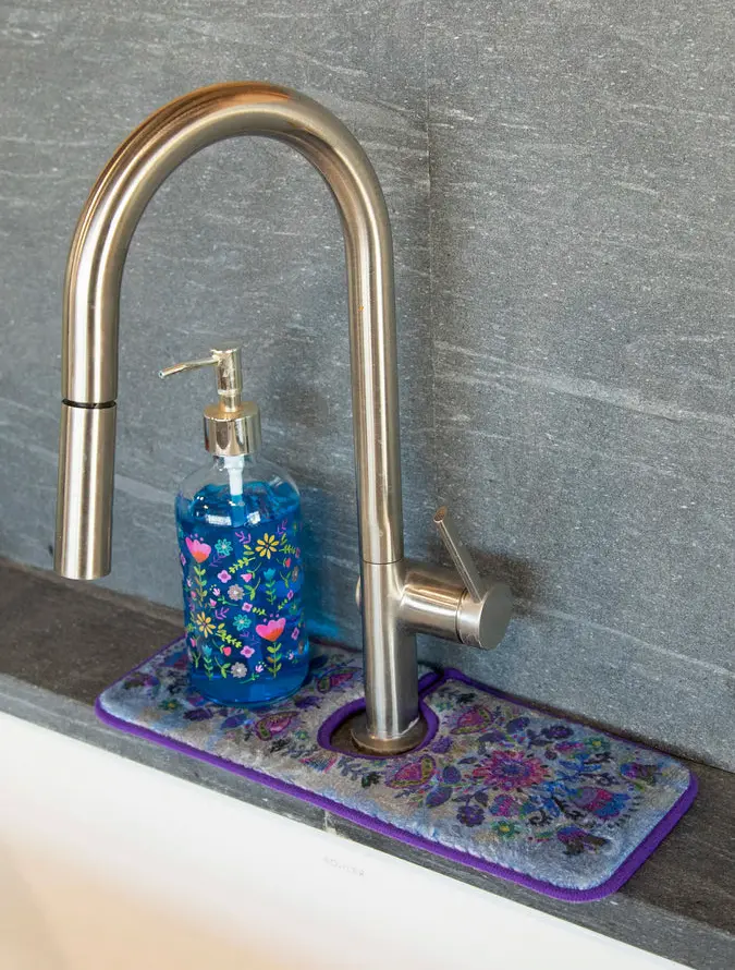 Reversible Faucet Sink Mat - Turquoise Floral