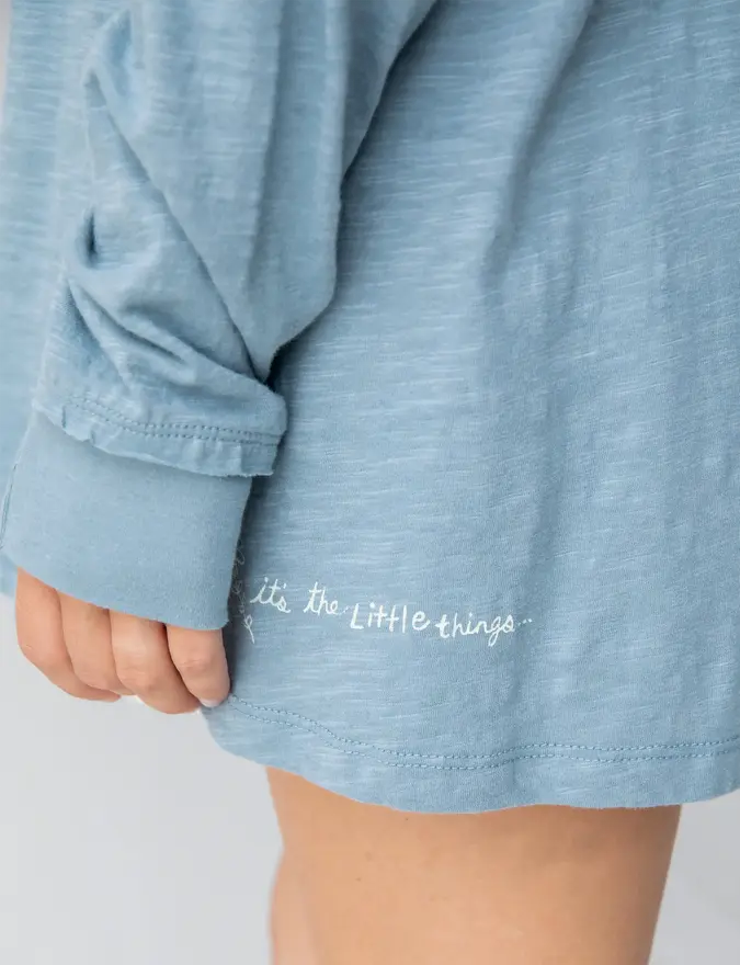 Oversized Cotton Doodle Tee - Light Blue