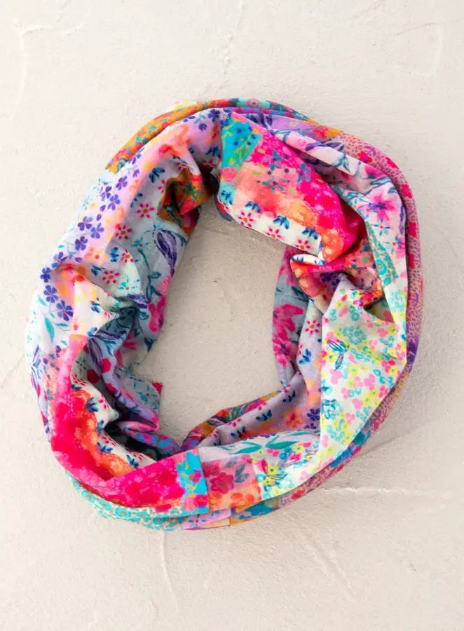 Full Boho Bandeau® Headband - Pink Watercolor Patchwork
