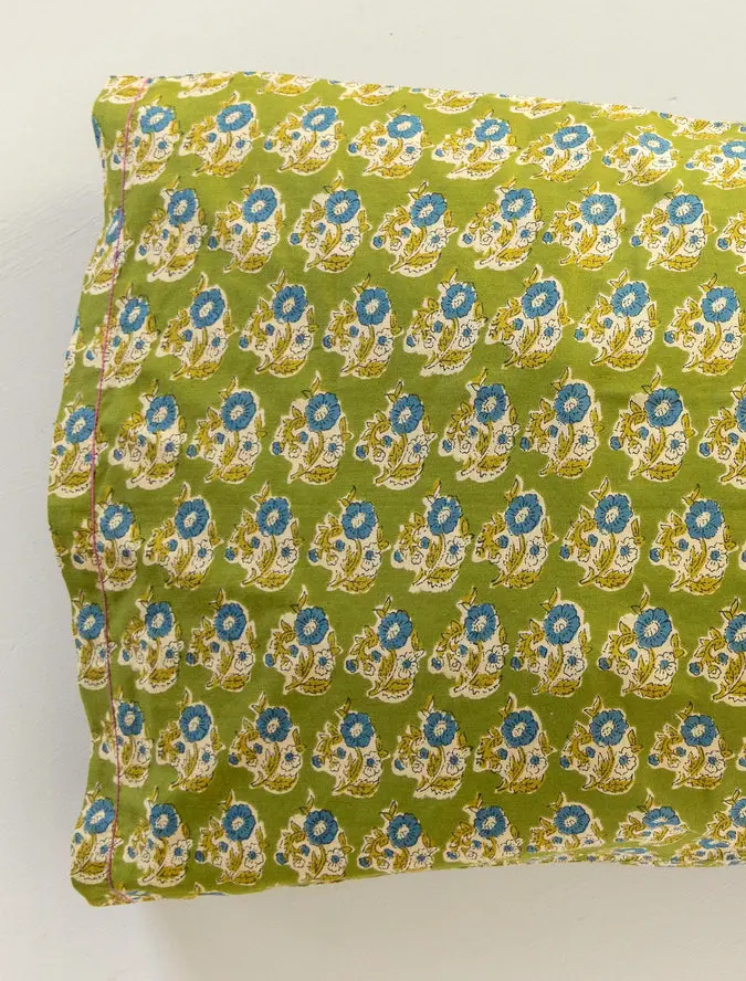Mix & Match Cotton Pillowcase, Single - Green Fields