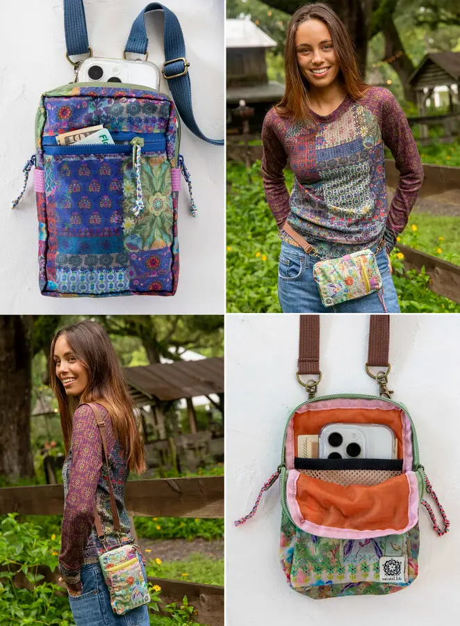8-in-1 Pocket Crossbody - Taupe Watercolor Patchwork