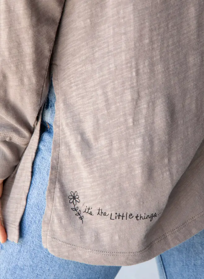 Oversized Cotton Doodle Tee - Ash
