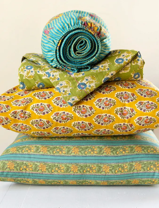Mix & Match Cotton Pillowcase, Single - Green Fields