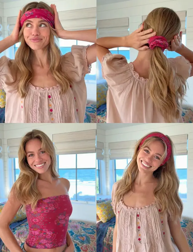 Full Boho Bandeau® Headband - Merlot Floral Bandana