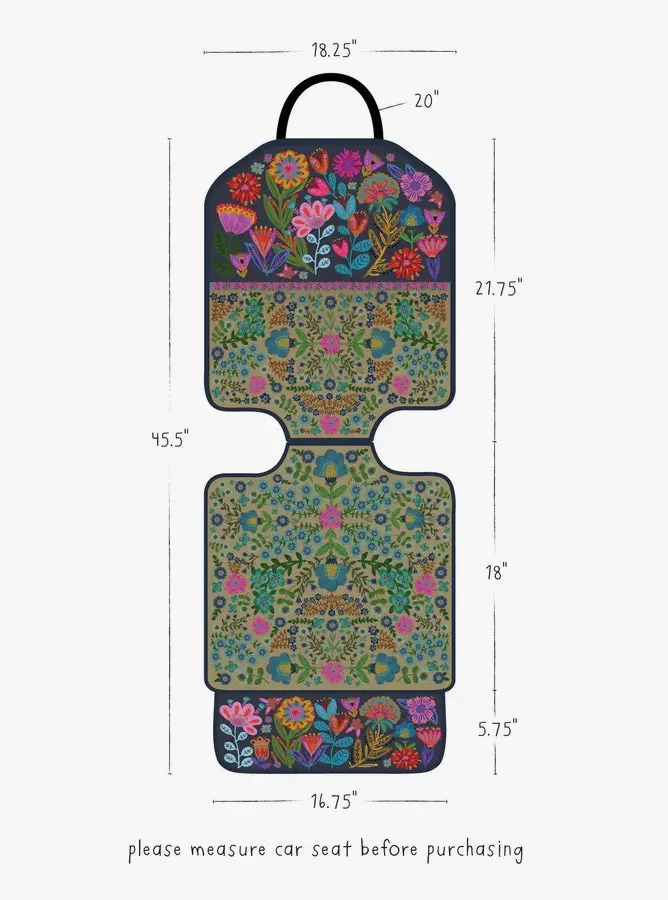 Car Seat Protector - Teal Navy Floral