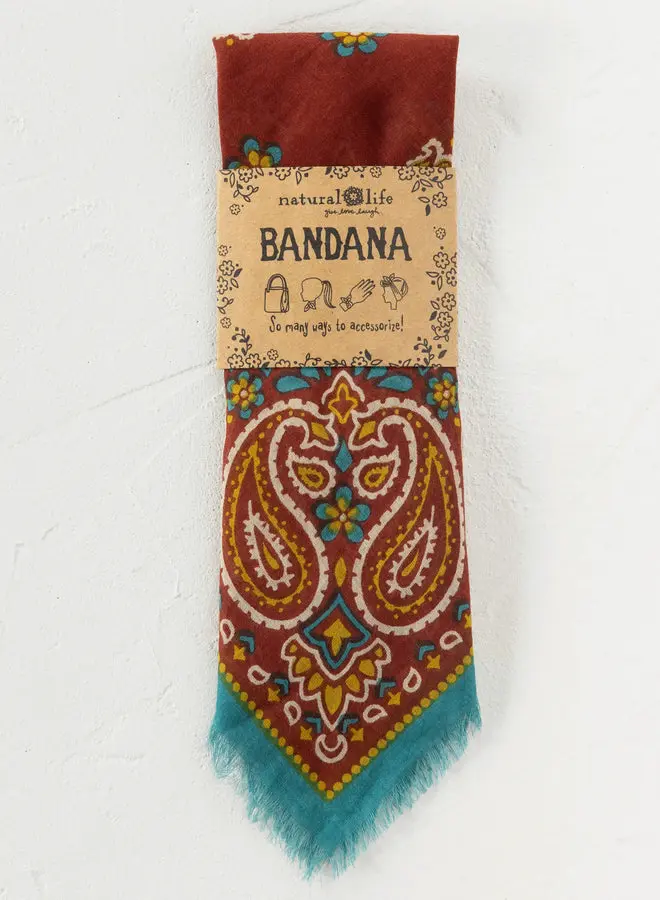 Printed Cotton Bandana - Classic Brick Red