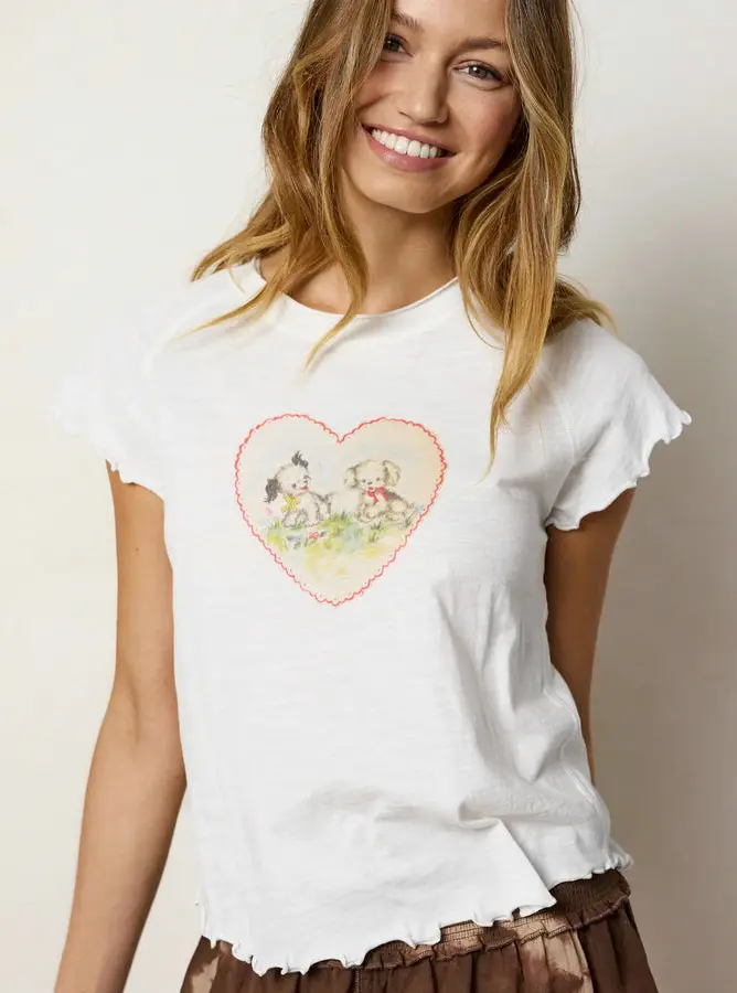 Lily Cotton Short Sleeve Tee Shirt - Puppies