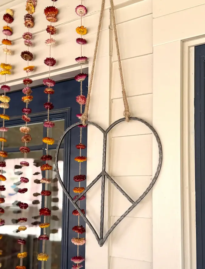 Metal Wall Hanging - Heart Peace Sign