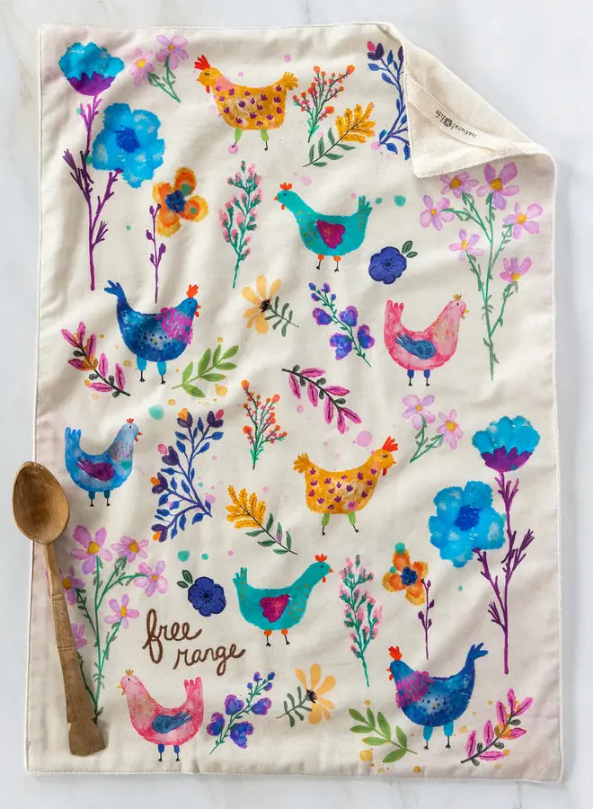 Cotton Dish Towel - Chickens