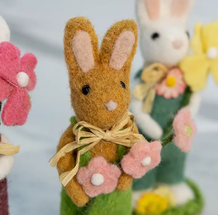 Felted Garden Bunny Trio