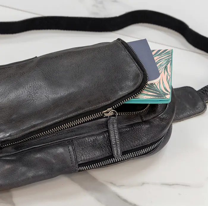 Distressed Leather Crossbody Bag