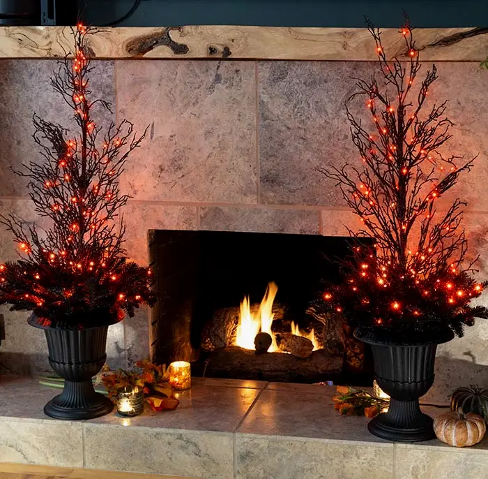 Lit Black Forest Urn