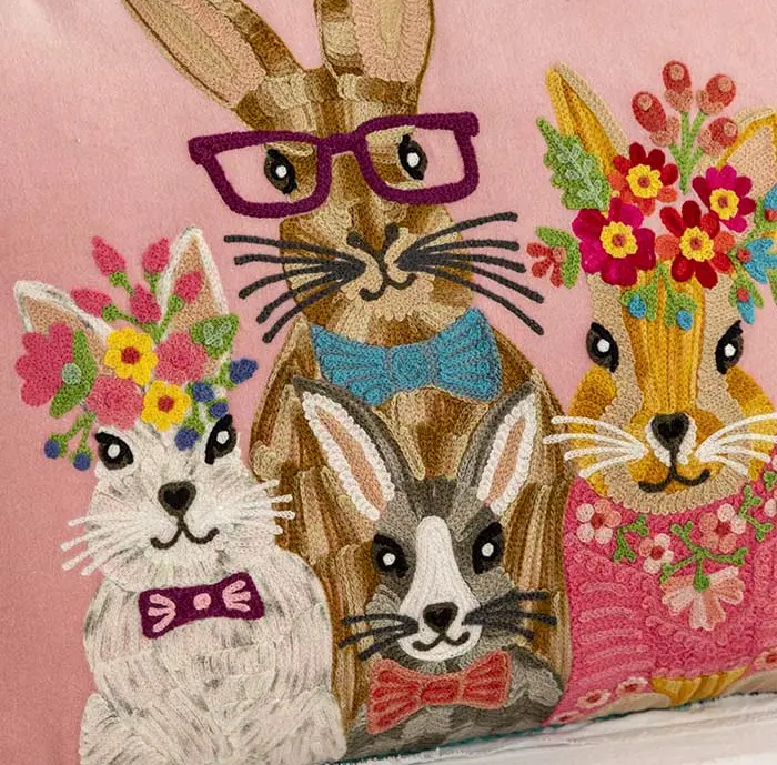 Garden Party Rabbit Pillow