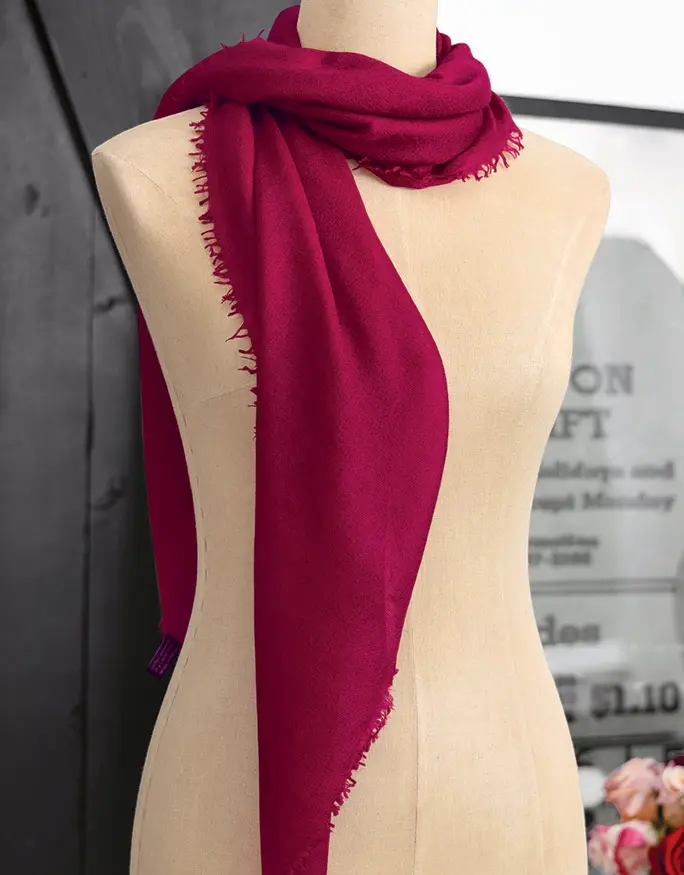 Crimson Whisper Cashmere Scarf