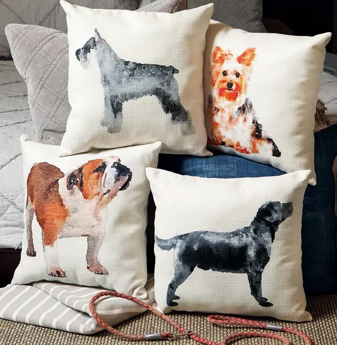Watercolor Pup Pillows