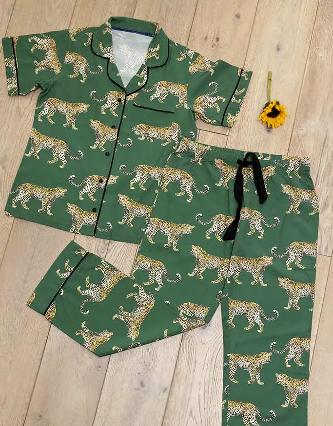 Jungle Green Leopard Pajamas