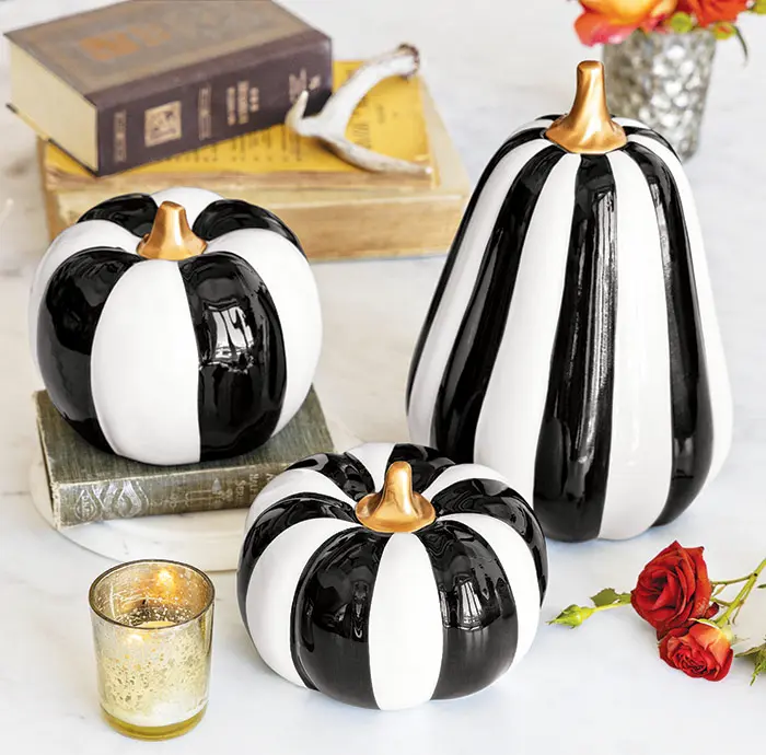 Ceramic Striped Pumpkins