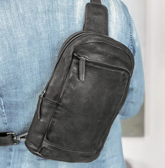 Distressed Leather Crossbody Bag