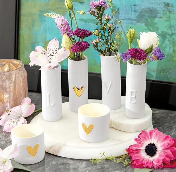Blanc Heart Vases & Votives