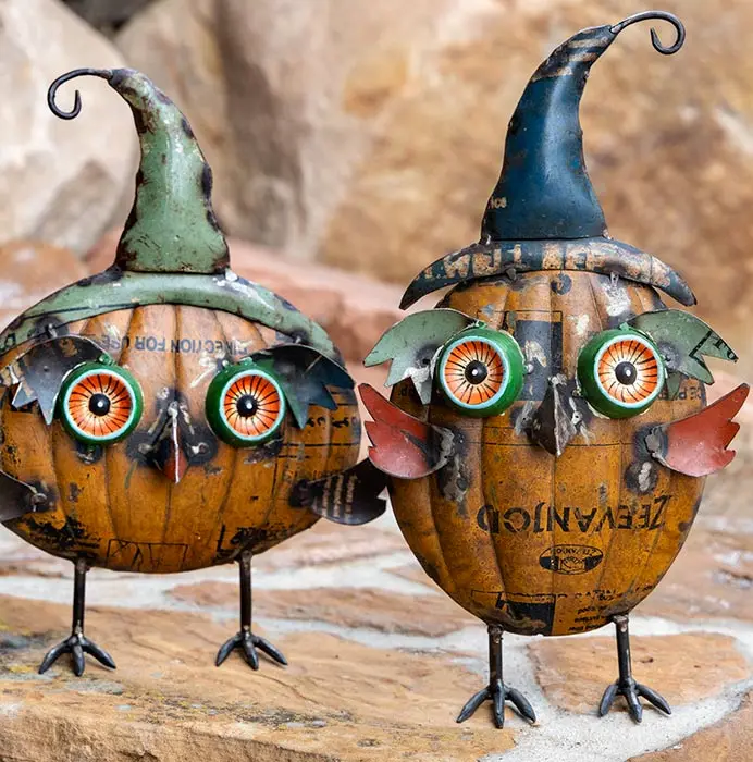 Artisan Metal Owl Sculptures