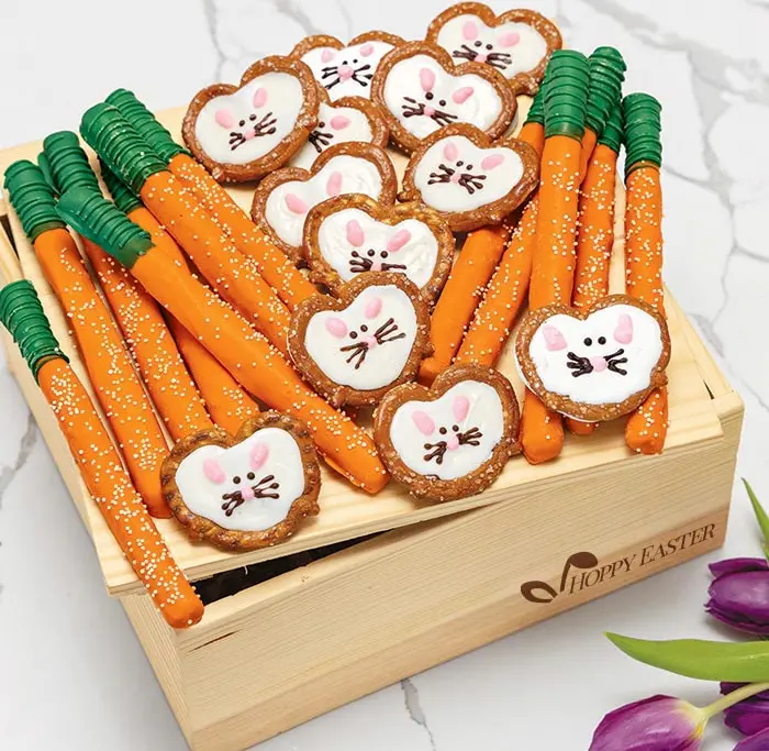 Bunny & Carrots Pretzel Crate - Hoppy Easter