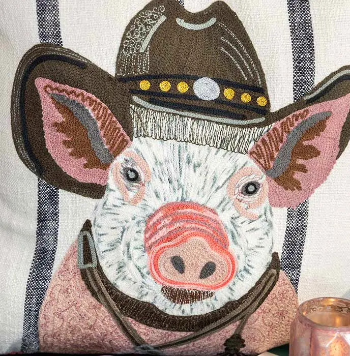 Cowboy Pig Pillow