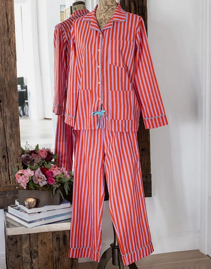 Radiant Rouge Striped Pajamas