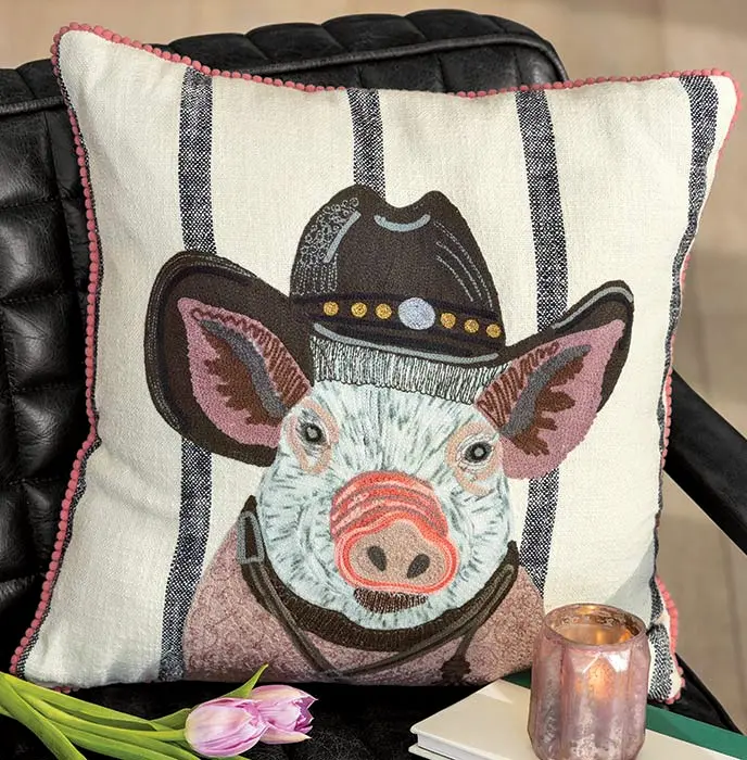 Cowboy Pig Pillow