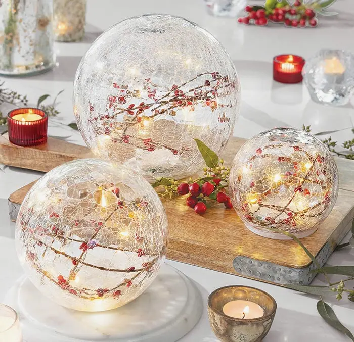 Winterberry Lit Globes