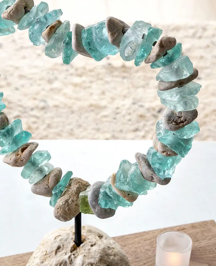 Sea Glass & Stone Heart