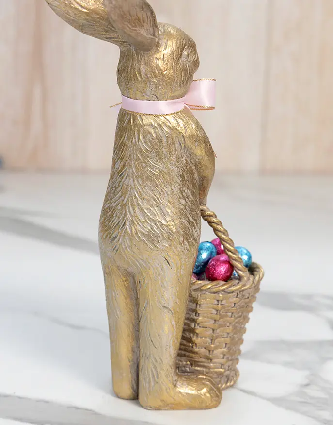 Gilt Bunny Statue & Chocolate Eggs