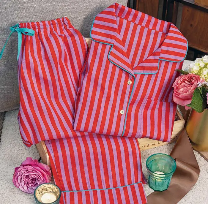 Radiant Rouge Striped Pajamas