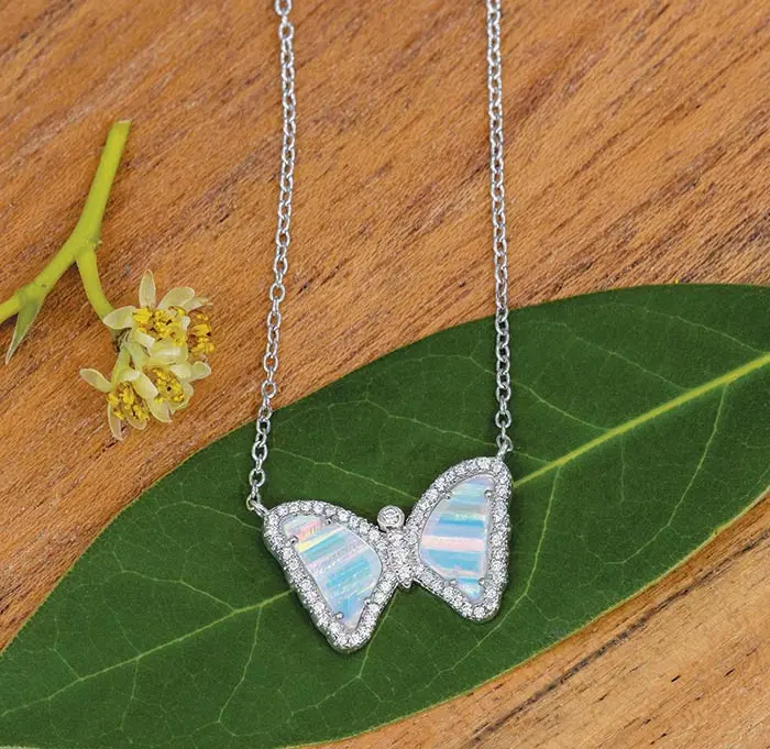 Opal Butterfly Necklace