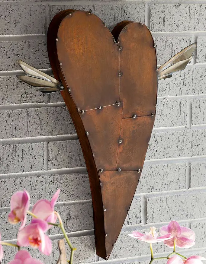 Winged Metal Patchwork Heart