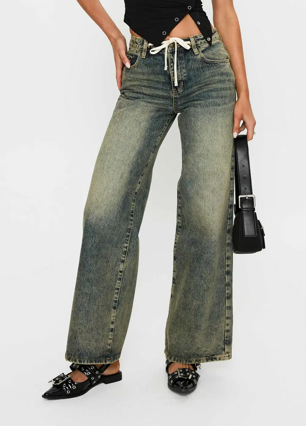 Mellowed Out Low Rise Straight Leg Jeans Antique Wash