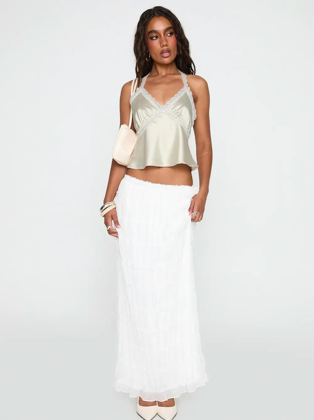 Estefania Maxi Skirt White