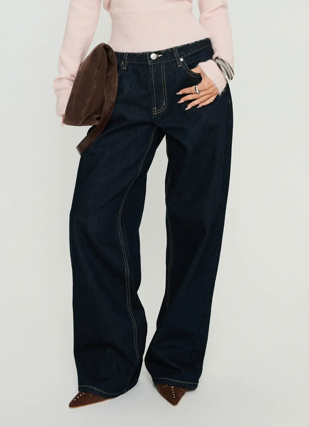 Serenitia Mid Rise Relaxed Jeans Dark Raw Wash
