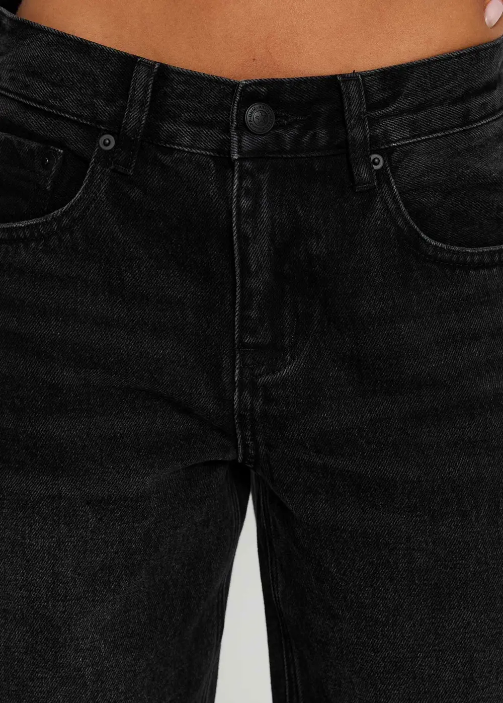 Anelli Low Rise Straight Leg Jeans Washed Black