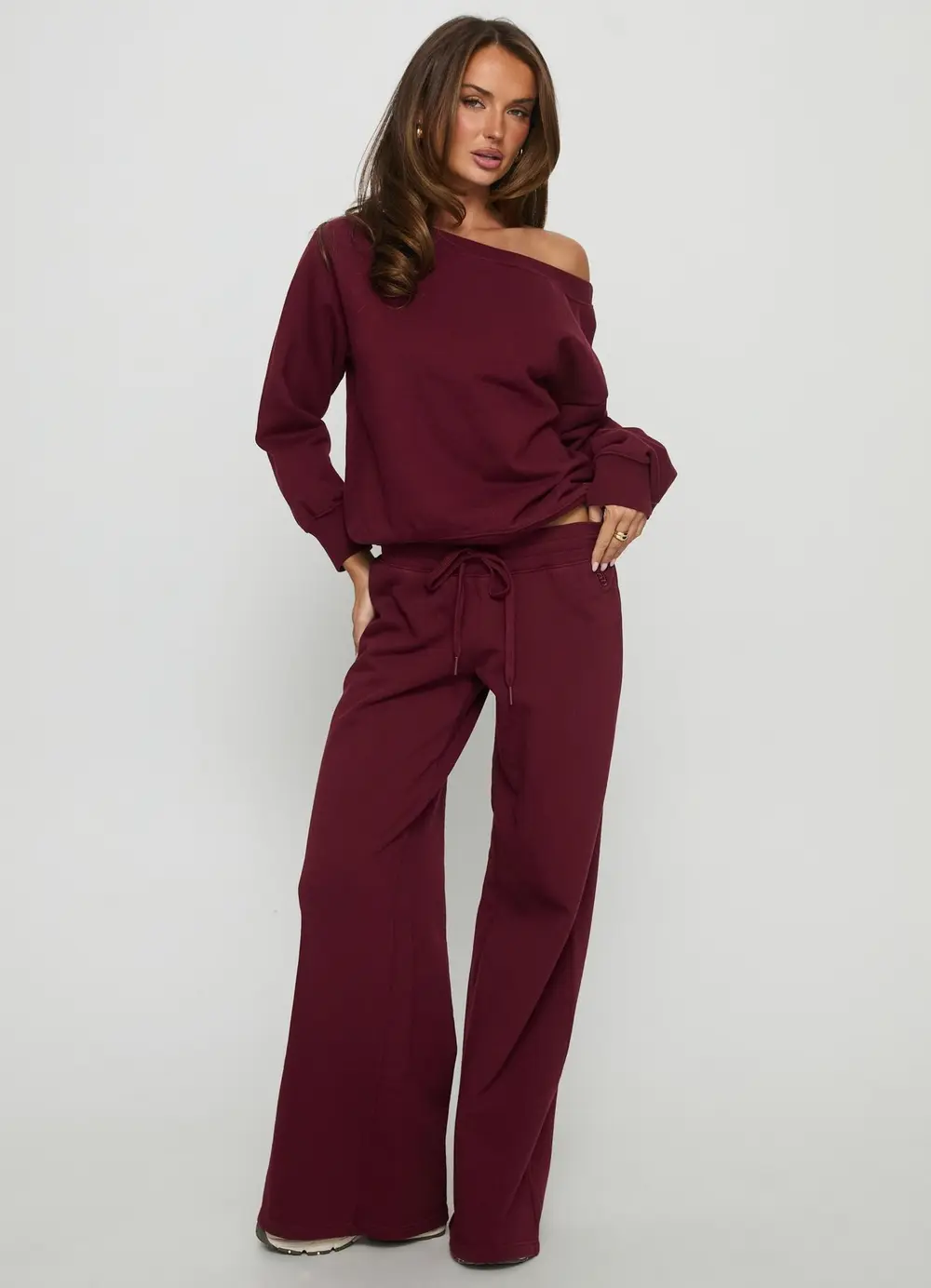 Wellness Off the Shoulder Jumper Currant