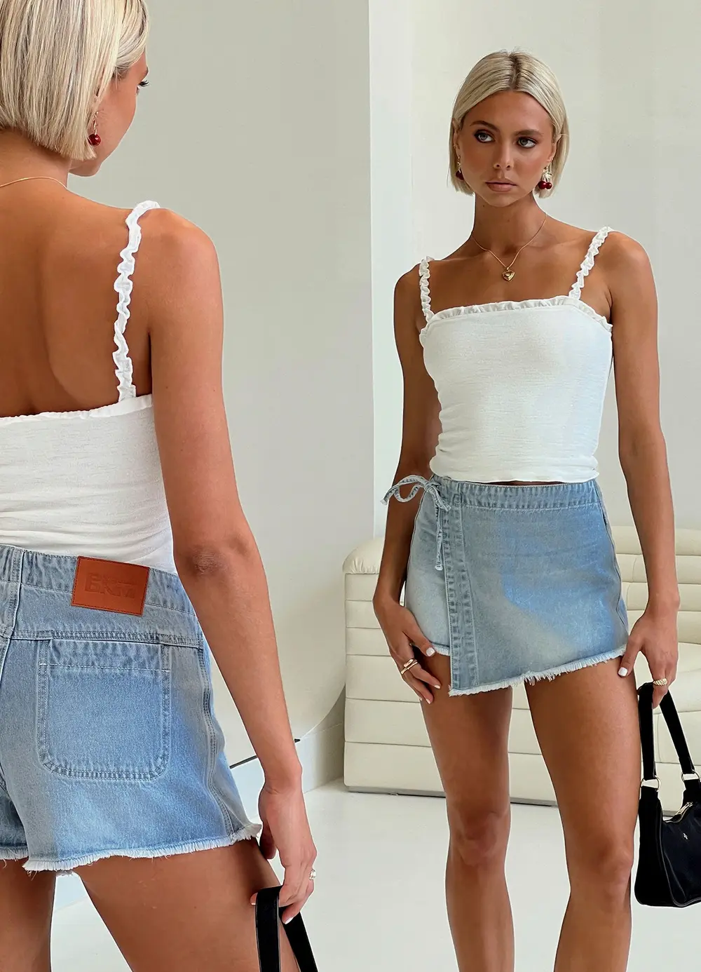 Bowden Skort Light Wash Denim
