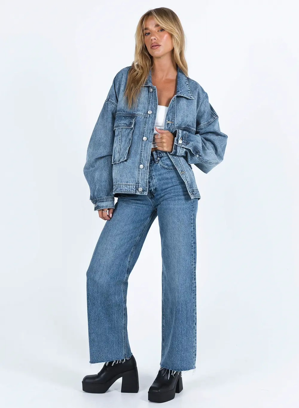 Kier Oversized Jacket Denim Mid Wash