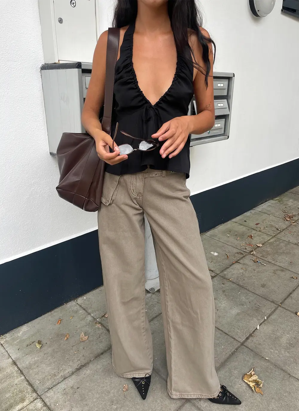 Paltrow Mid Rise Wide Leg Cargo Jeans Washed Brown