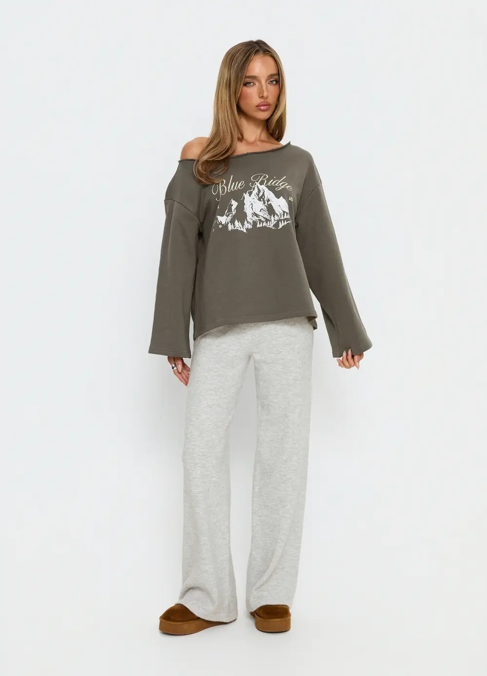 Bekki Wide Leg Knit Pant Grey Marle