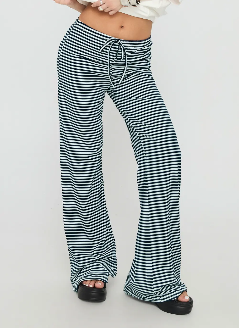 Alfreda Jersey Pants Navy Stripe
