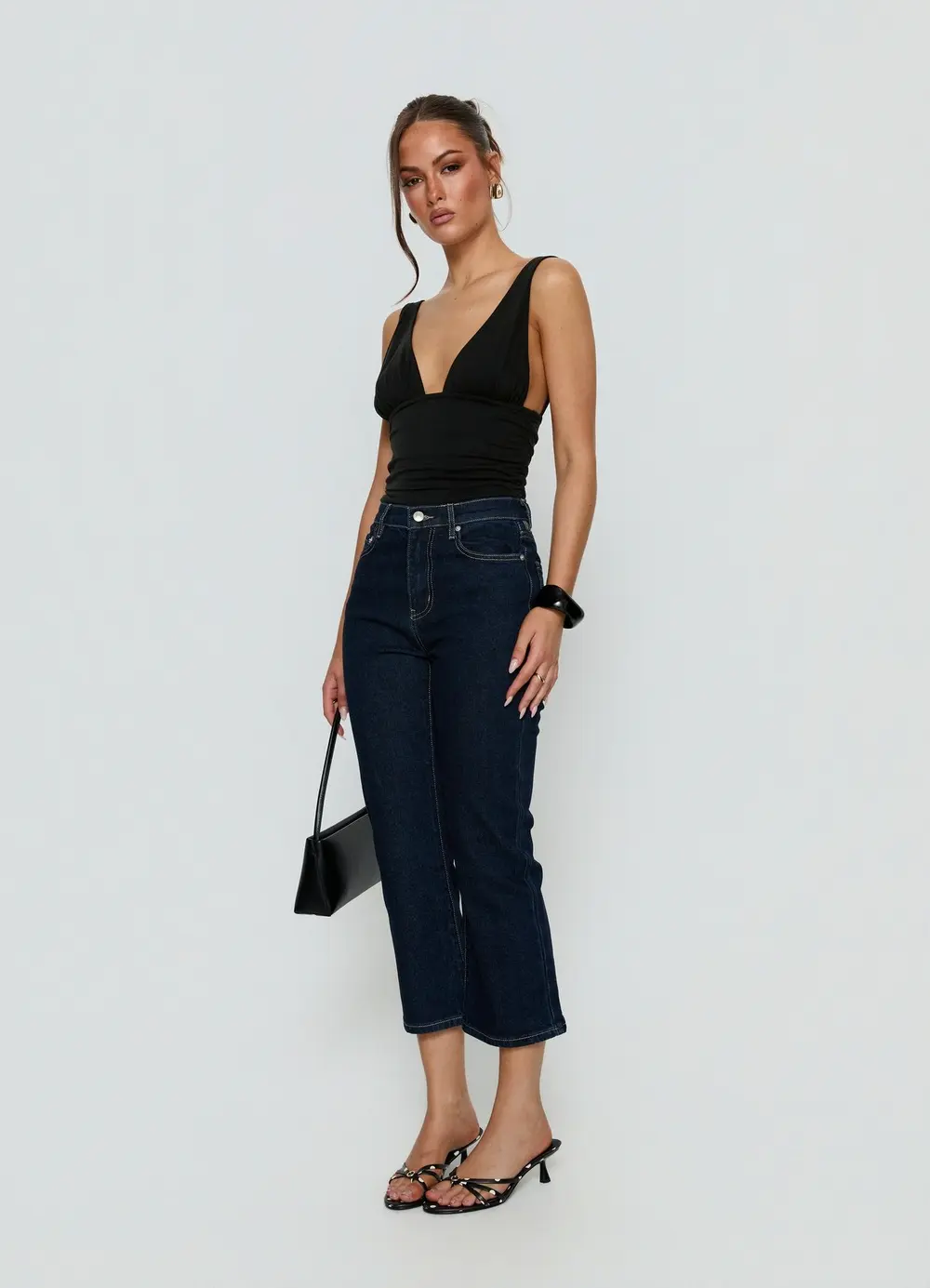 Cindee High Rise Cropped Jeans Raw Indigo