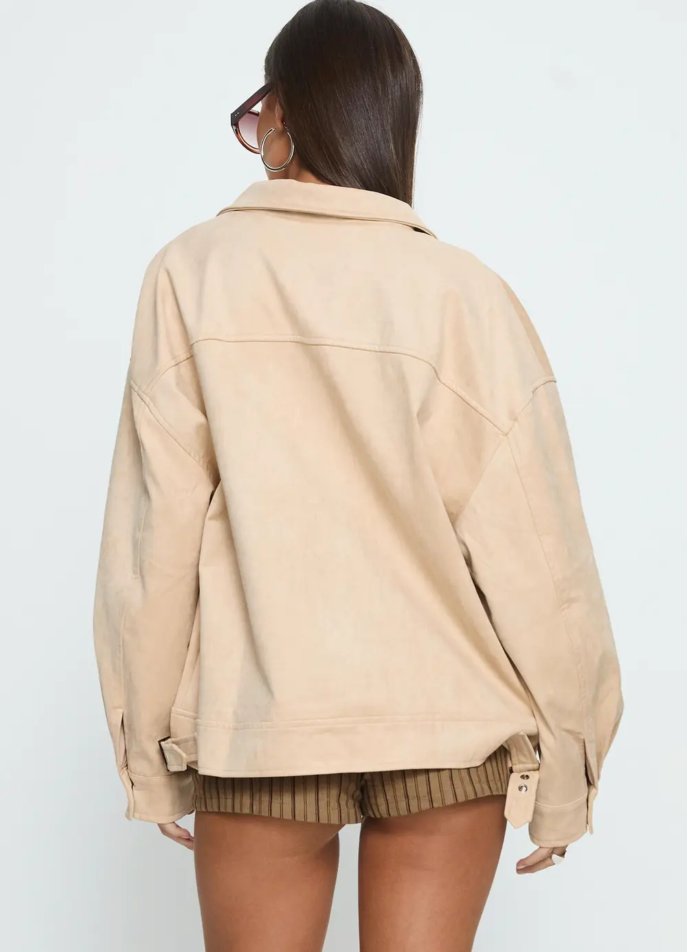 Goldsmith Faux Suede Bomber Jacket Beige