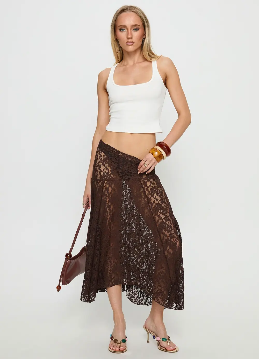 Tidal Midi Skirt Chocolate