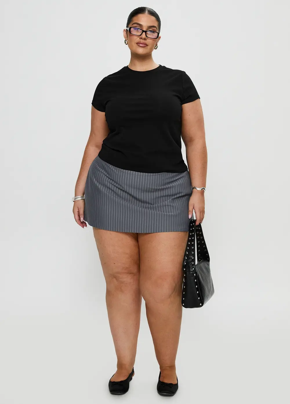 Can't Sleep Skort Charcoal Stripe Curve