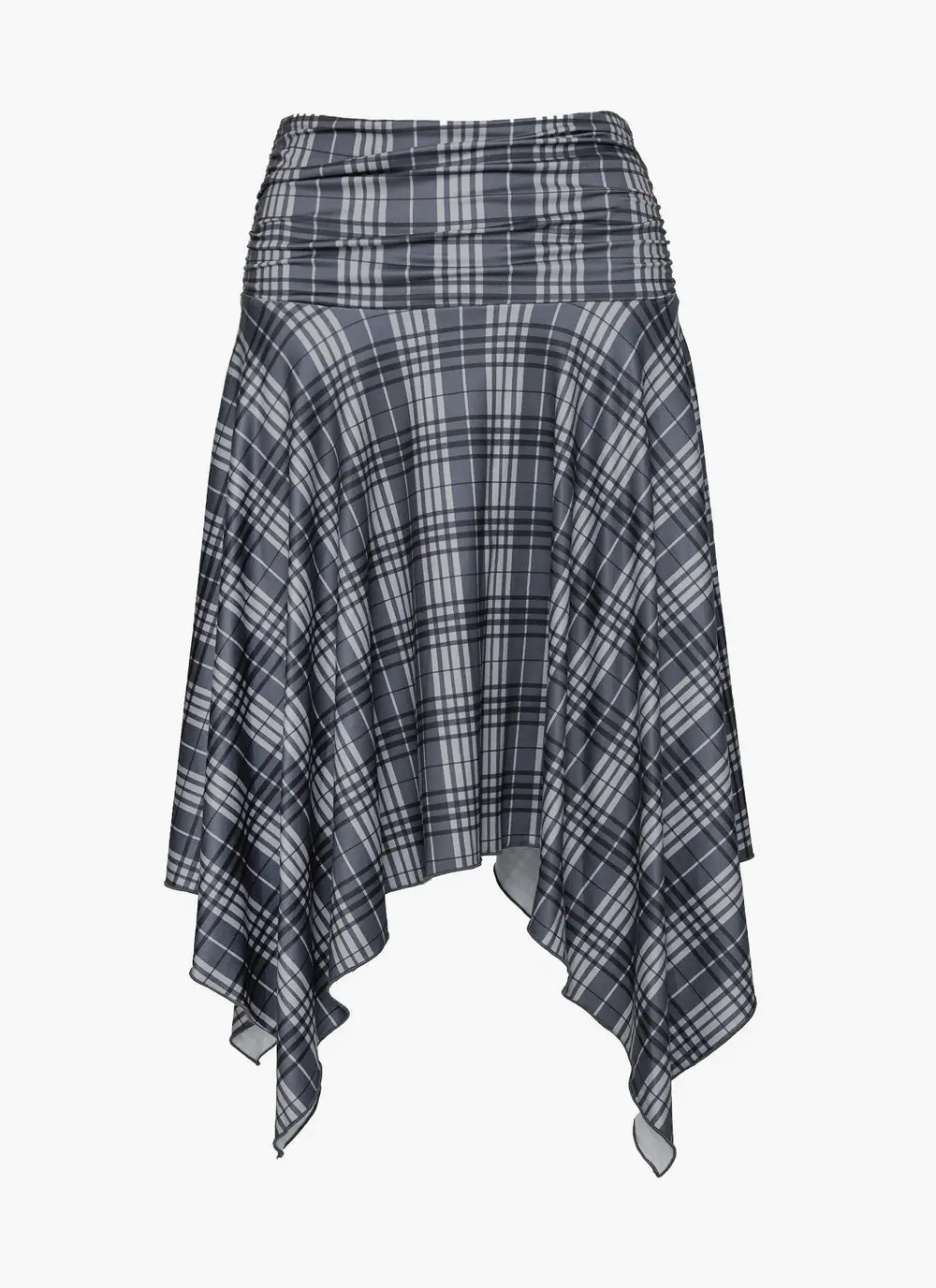 Scholar Asymmetrical Midi Skirt Grey Check
